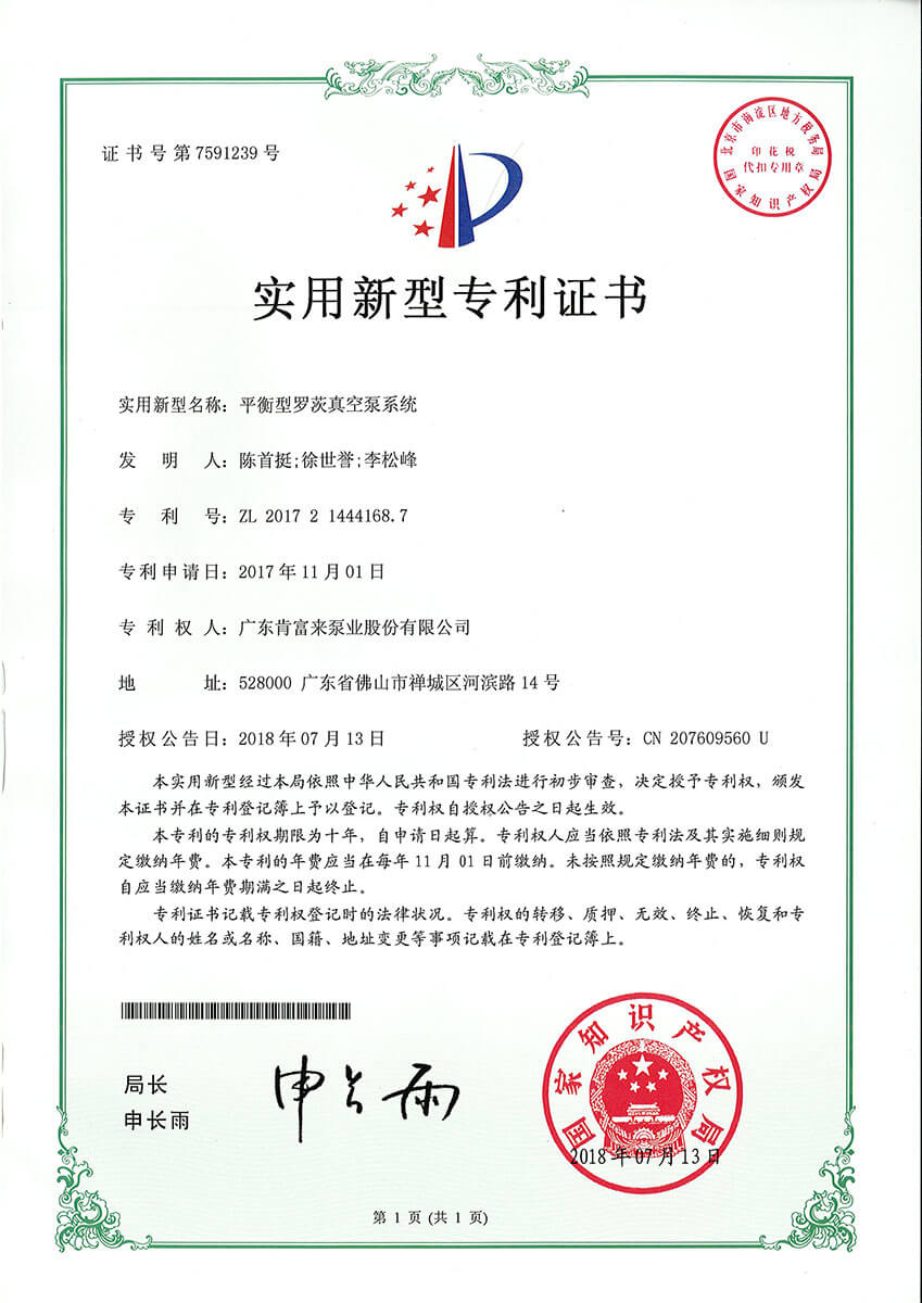 平衡型罗茨真空泵系统